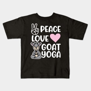 Peace Love and Goat Yoga Fitness Funny Kids T-Shirt